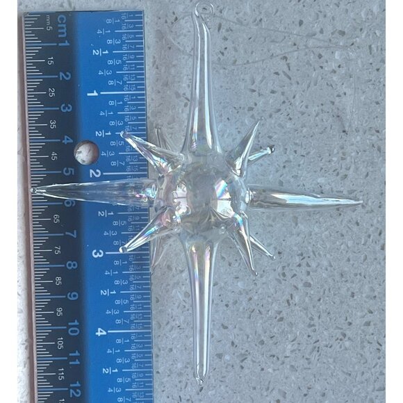 Spun Glass Ornament Set Of 4: Star Candleholder Nativity & Birdcage - Picture 10 of 10